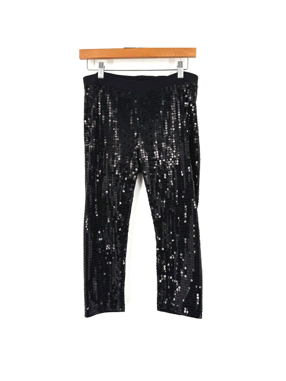 VTG Y2K Betsey Johnson Sequin Capri Leggings Large Pull-On Stretch Punk Glam